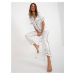 Lady's white satin pajamas with shirt and trousers