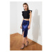Trendyol Night Blue Satin Skirt with Drapeli