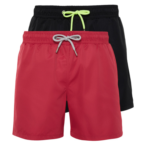 Trendyol Black - Claret Red 2 Pack Basic Swim Shorts