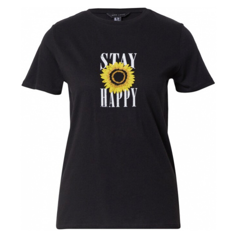 NEW LOOK Tričko 'STAY HAPPY'  žltá / čierna / biela