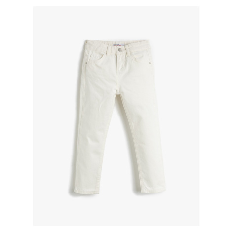 Koton Jeans with a comfortable fit are Pockets. Cotton - Mom Jeans with an Adjustable Elastic Wa