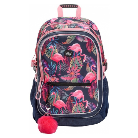 BAAGL Dievčenský školský batoh Flamingo 25 l - ružová