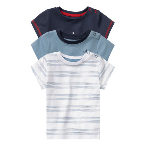 lupilu® Detské bavlnené tričko pre bábätká BIO, 3 kusy (biela/námornícka modrá/modrá)