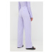 Nohavice Patrizia Pepe dámske, fialová farba, rovné, vysoký pás