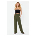 Trendyol Khaki Wide Leg/Wide Elastic Waist Woven Trousers