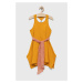Dievčenské bavlnené šaty Sisley oranžová farba, mini, áčkový strih