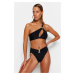 Trendyol X Moeva Black One-Shoulder Bikini Top With Accessory Detail