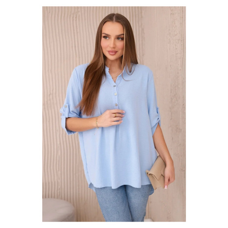 Blouse with a longer back blue