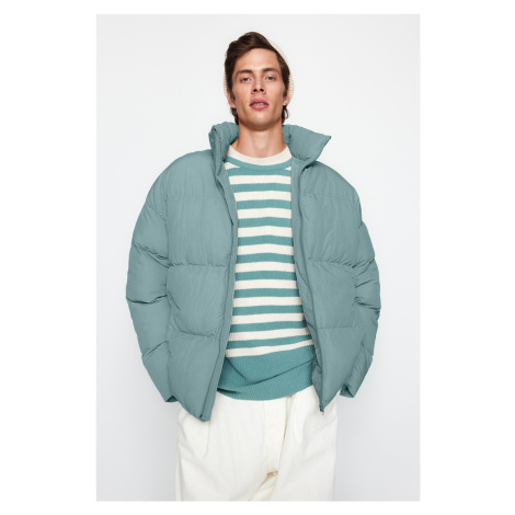 Trendyol Mint Unisex oversize fit stojaci golier nafúknutý kabát.