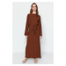 Trendyol Brown Belted Woven Dress