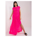 Fluo pink summer knitted dress without sleeves