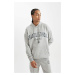 DEFACTO Fit Men's Gray Licensed Shaquille O'Neal Boxy Fit Hooded Sweatshirt