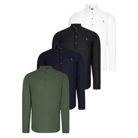 SET OF FOUR G783 DEWBERRY JUDGE COLLAR SHIRT-BLACK-WHITE-NAVY-KHAKI