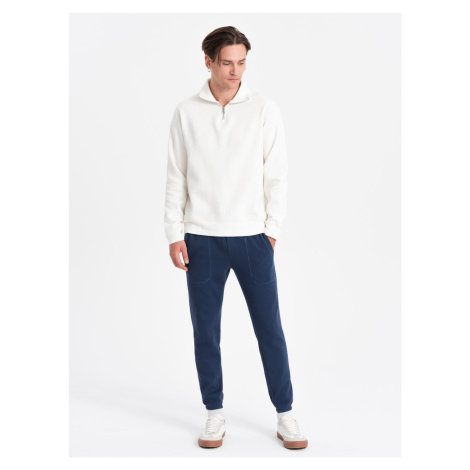 Ombre CARROT men's structured knit sweatpants - dark blue