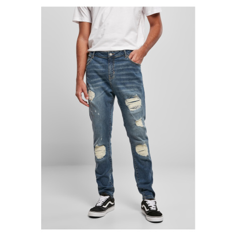 Heavy Destroyed Slim Fit Jeans Blue Heavily Destroyed Washed