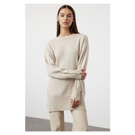 Trendyol Stone Pearl Detailed Knitwear Sweater