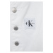 Dievčenské rifľové šaty Calvin Klein Jeans biela farba, mini, rovný strih