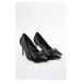 Trendyol Black Bow Satin Women's Classic Thin Heel Shoes