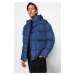 Trendyol Indigo Oversize Water and Wind Resistant Puffer Winter Jacket