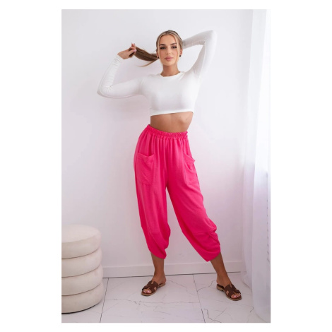 Wide-leg trousers with pockets - pink