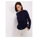 Navy blue sweater with cables, loose fit