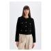 DEFACTO Crop Crew Neck Button-Down Blazer Jacket