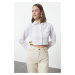 Trendyol Ecru Fitted Waist Woven Shirt with Belt Buckle Detail on Sides