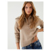 Koton Oversize Sweater High Collar Half Zipper Knitted