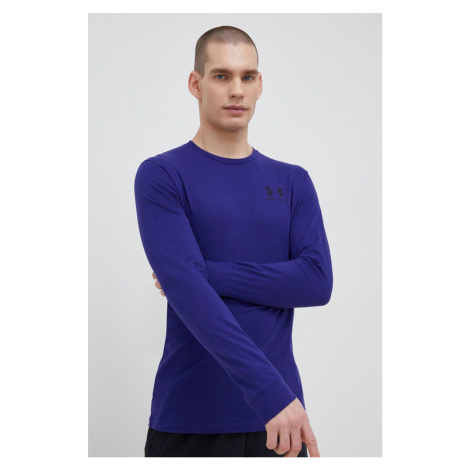 Tričko s dlhým rukávom Under Armour fialová farba, s potlačou, 1329585