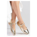 Mio Gusto Gillian Gold Color Flat Toe Women's Ballerina Shoes