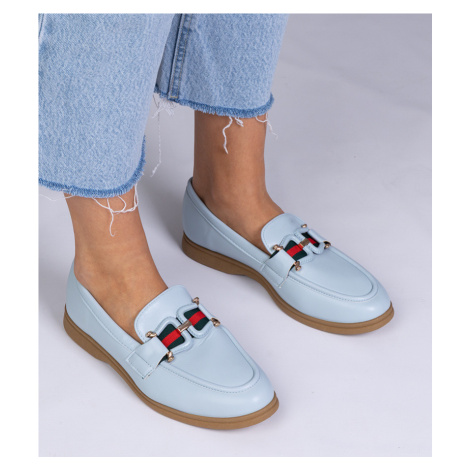 Gemre Modré mokasíny z eko kože s ozdobou Kalenda