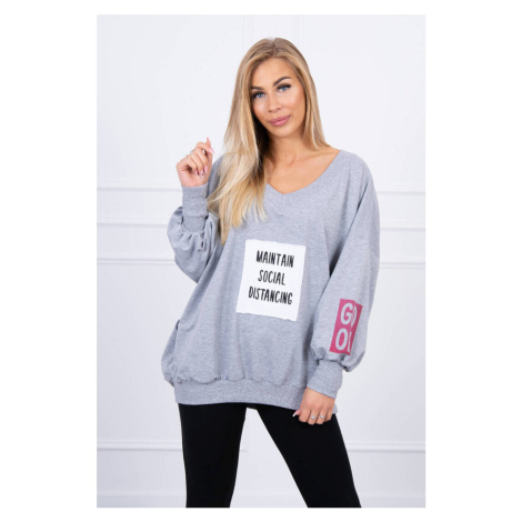 Oversized V-neck sweatshirt in grey