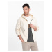 Ombre Men's BASIC unbuttoned hooded sweatshirt - cream