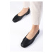 Mio Gusto Julieta Women's Genuine Leather Black Color Flat Toe Flat Shoes