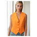 10202 Dewberry Crop Woven Women Vest-ORANGE