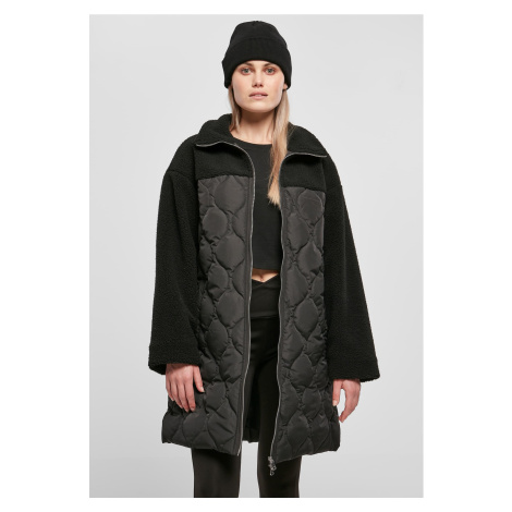Dámsky nadrozmerný prešívaný kabát Sherpa čierny