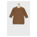 Dievčenské bavlnené šaty GAP hnedá farba, mini, rovný strih