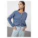 Trendyol Blue Crew Neck Knitwear Cardigan