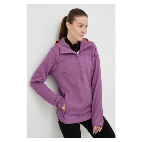 Športová mikina Helly Hansen Powderqueen dámska, fialová farba, s kapucňou, jednofarebná