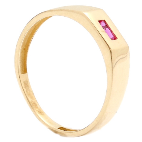 Zlatý prsteň FOLA s ružovým zirkónom