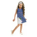 Denokids Cat and Polka Dot Girl's Navy Blue Summer Poplin Dress