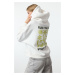 Trendyol White Slogan and Back Printed Relaxed Knitted Sweatshirt