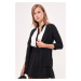 armonika Women's Black Turn Up Sleeve Collar Jacket