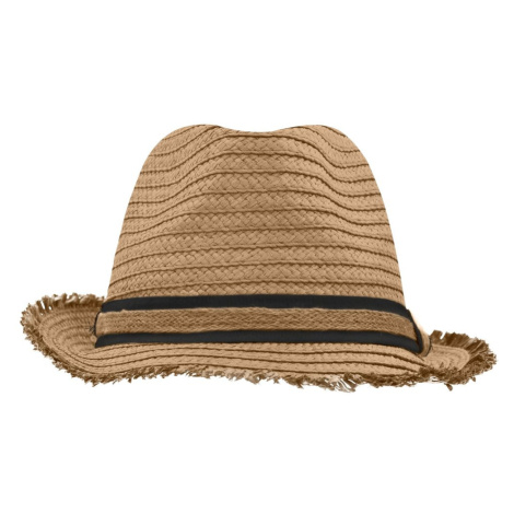 Myrtle Beach Letný slamenný klobúk MB6703 - Karamel / čierna