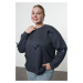 Trendyol Curve Grey Ribbon Detailed Oversize Modal Knitted Sweatshirt