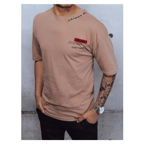 Men's T-shirt with print and patches for cappuccino Dstreet z