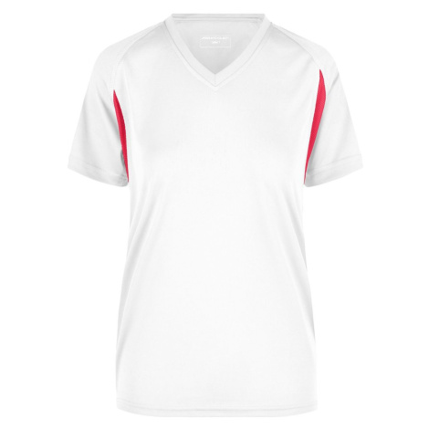 James & Nicholson Dámske športové tričko s krátkym rukávom JN316 - Biela / červená