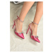 Fox Shoes Fuchsia Satin Fabric Women's Heeled Shoes