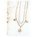 Gold double chain with clover and butterflies