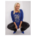 Women's cobalt blouse plus size with appliqués